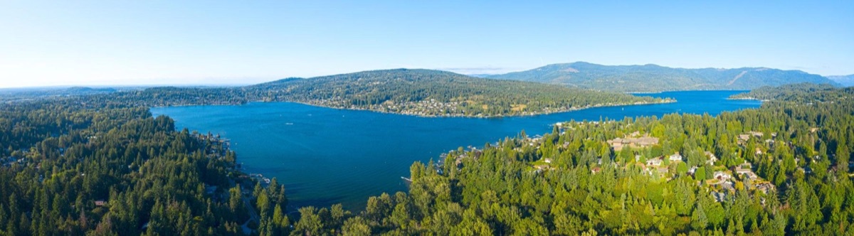 Aerial view of Lake Samish and its shoreline community